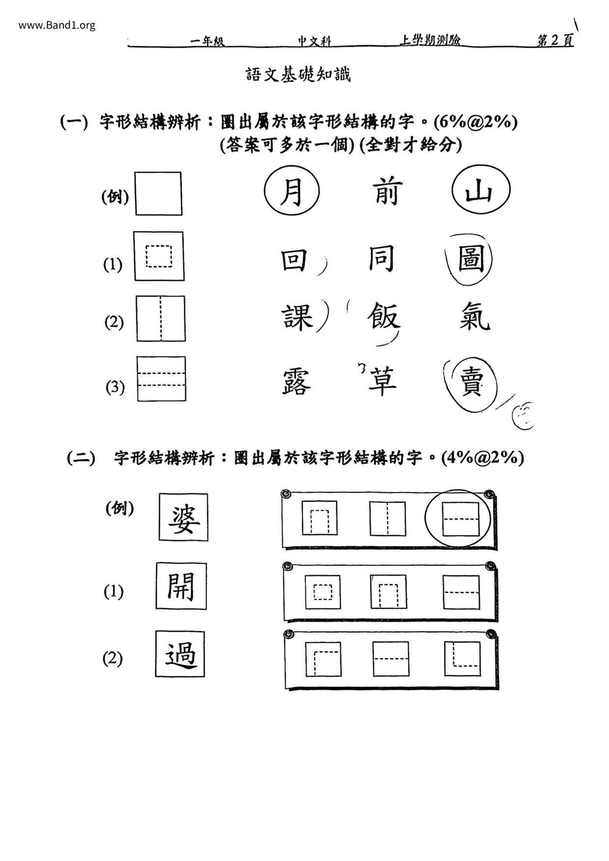 P1Chinese試卷