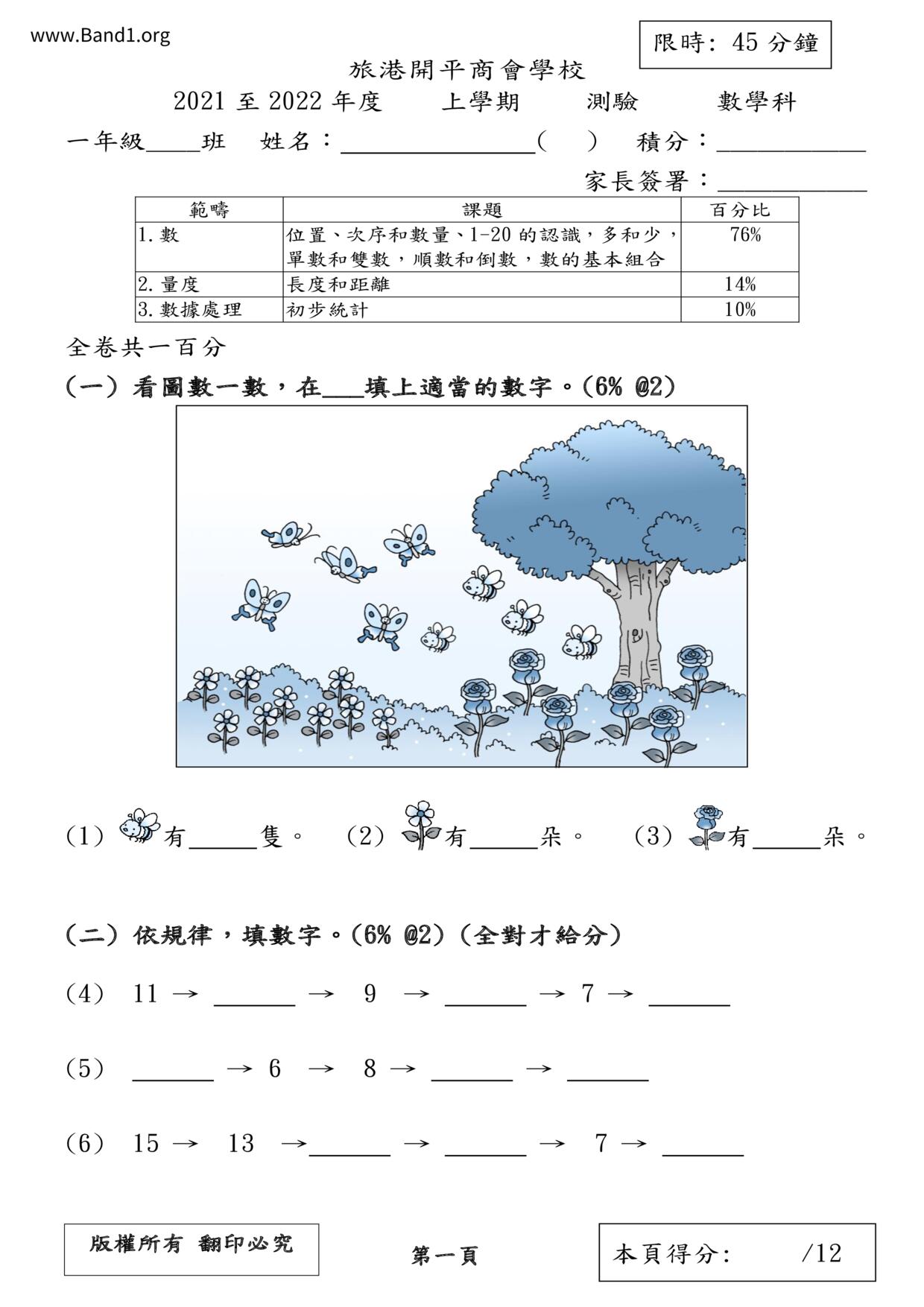 P1Maths試卷