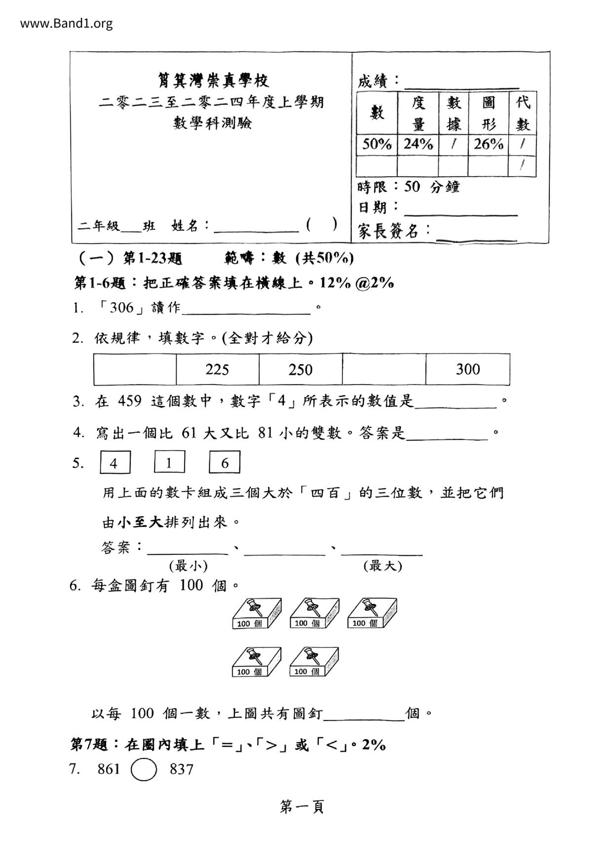 P2Maths試卷