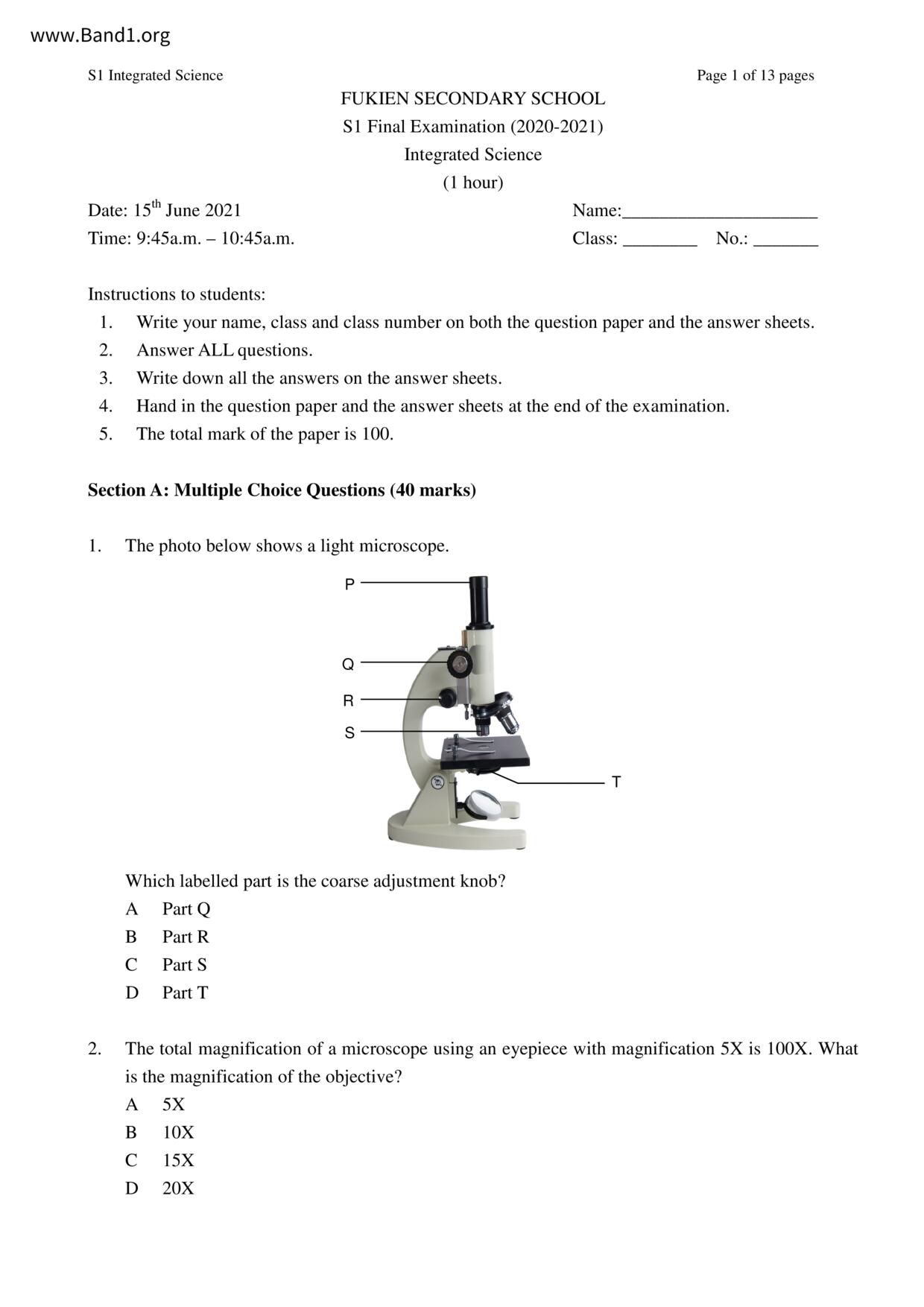 F1Science試卷