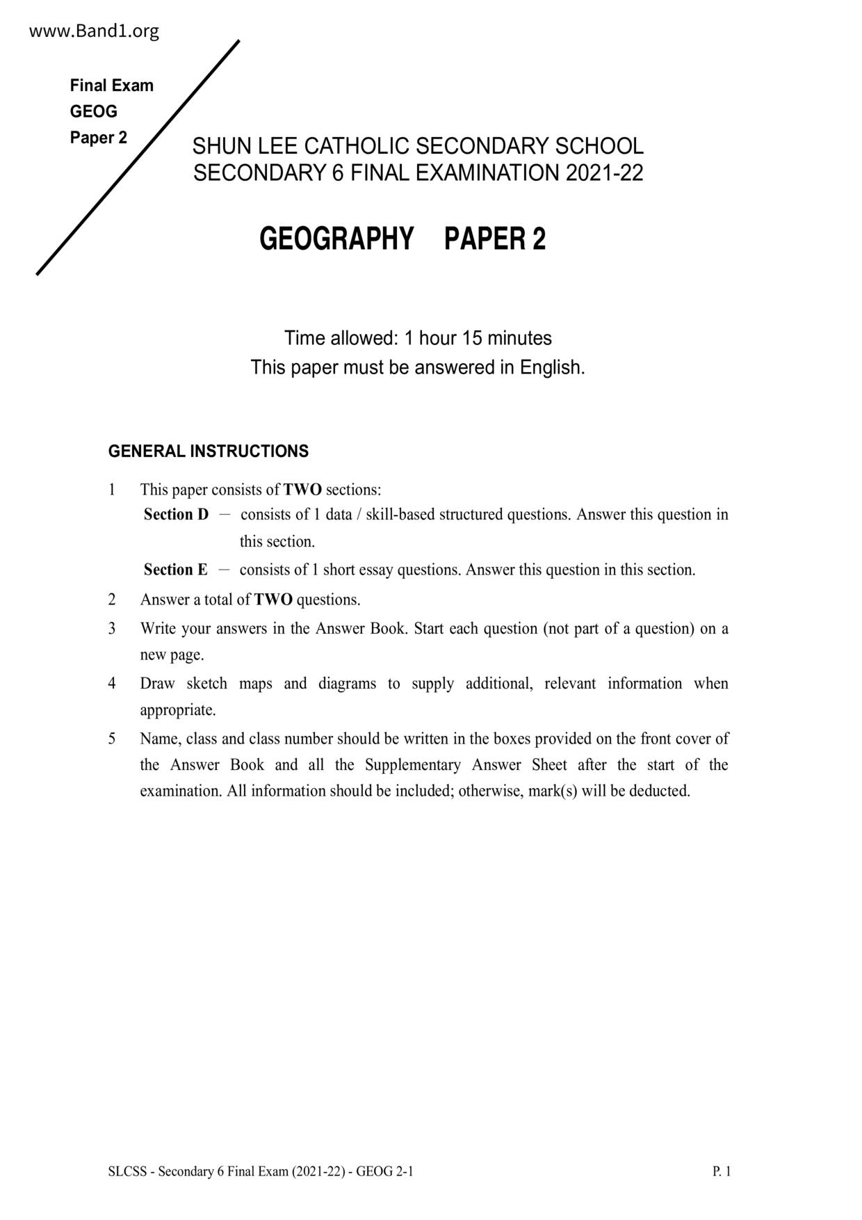 F6Geography試卷