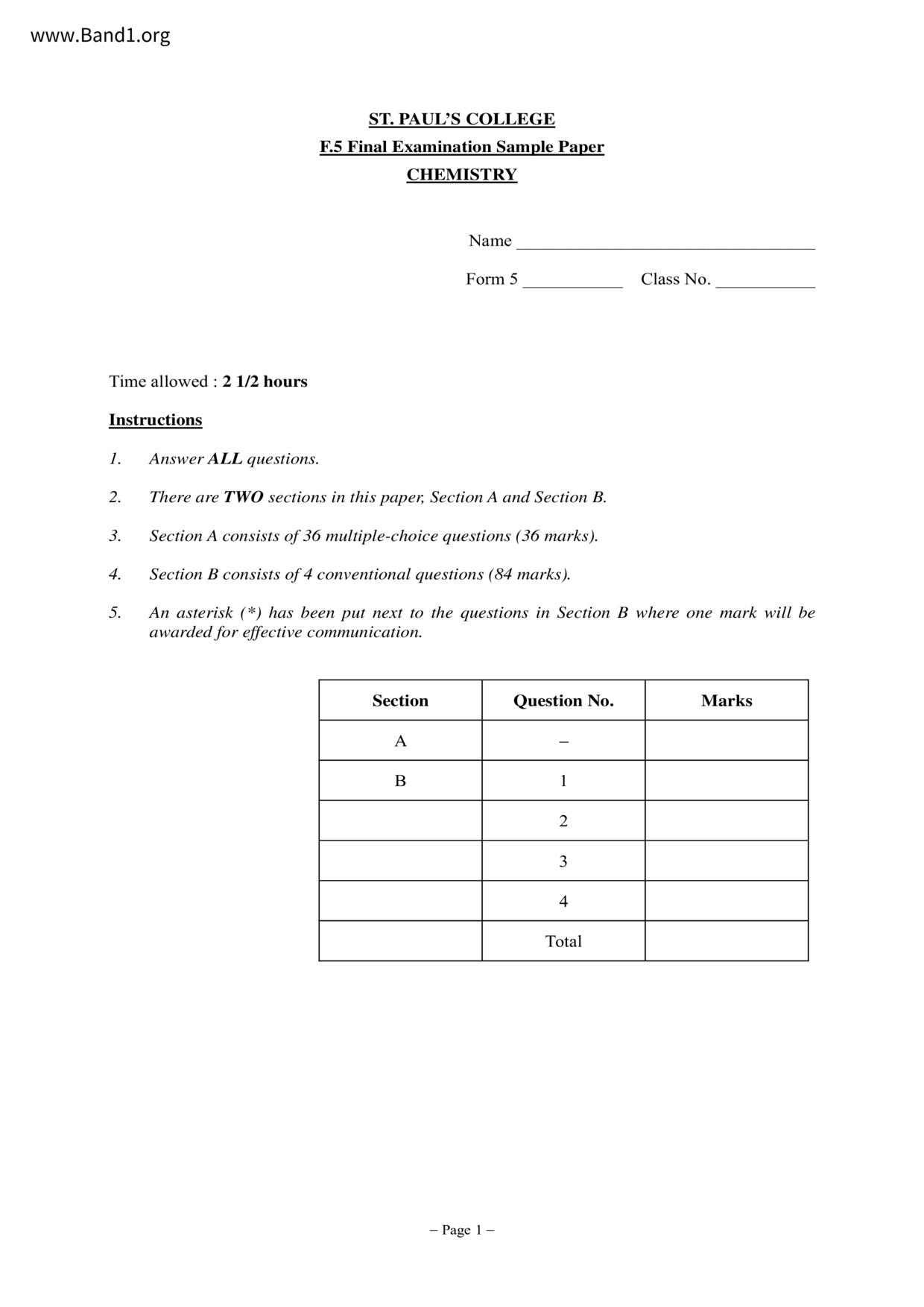 F5Chemistry試卷