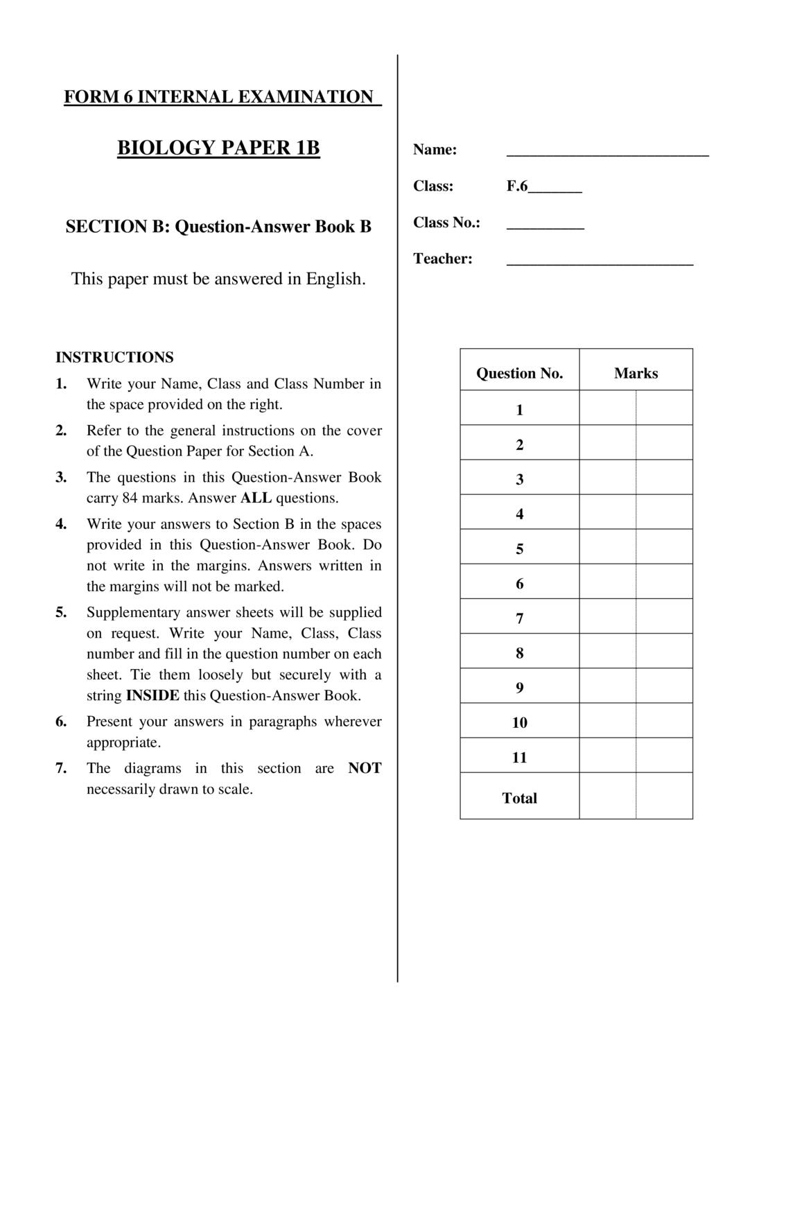 F6Biology試卷